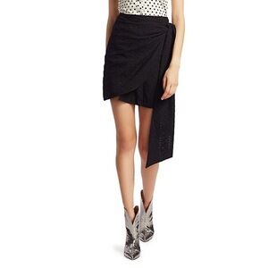 NEW $265 THE ANDAMANE Camilla Black Eyelet Lace Wrap Mini Skirt Size XS
